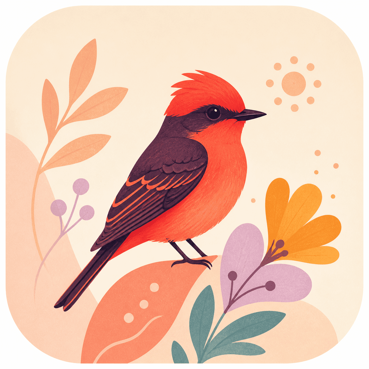 A vermilion flycatcher, representing a bright moment of progress